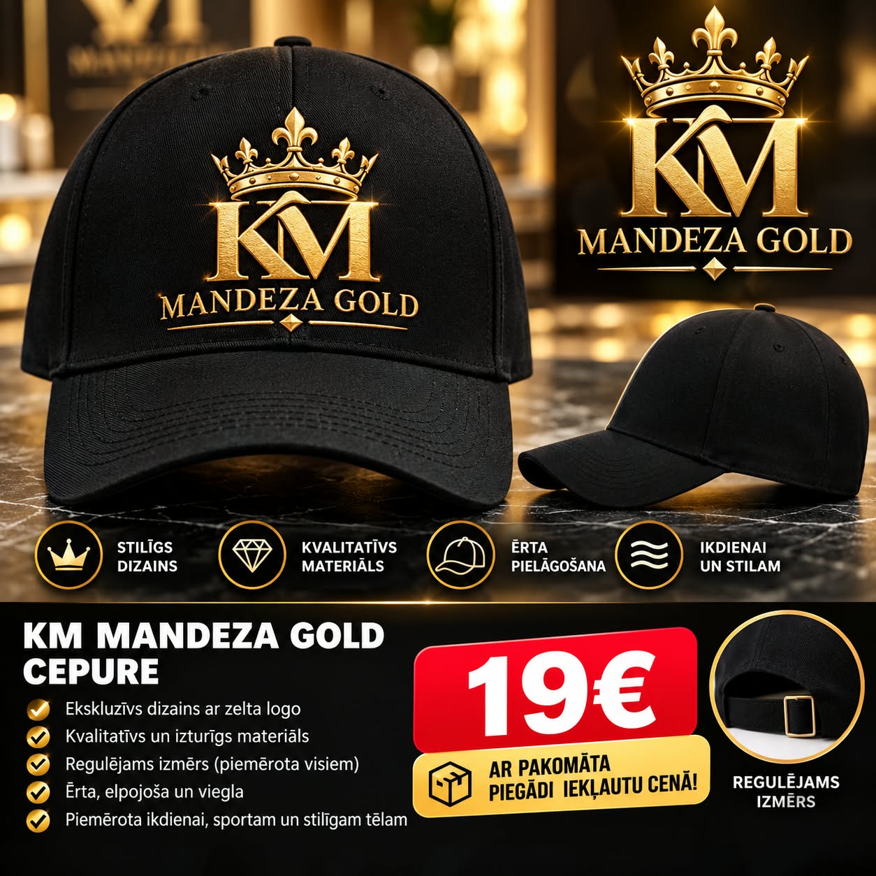 KM Mandeza Gold cepure